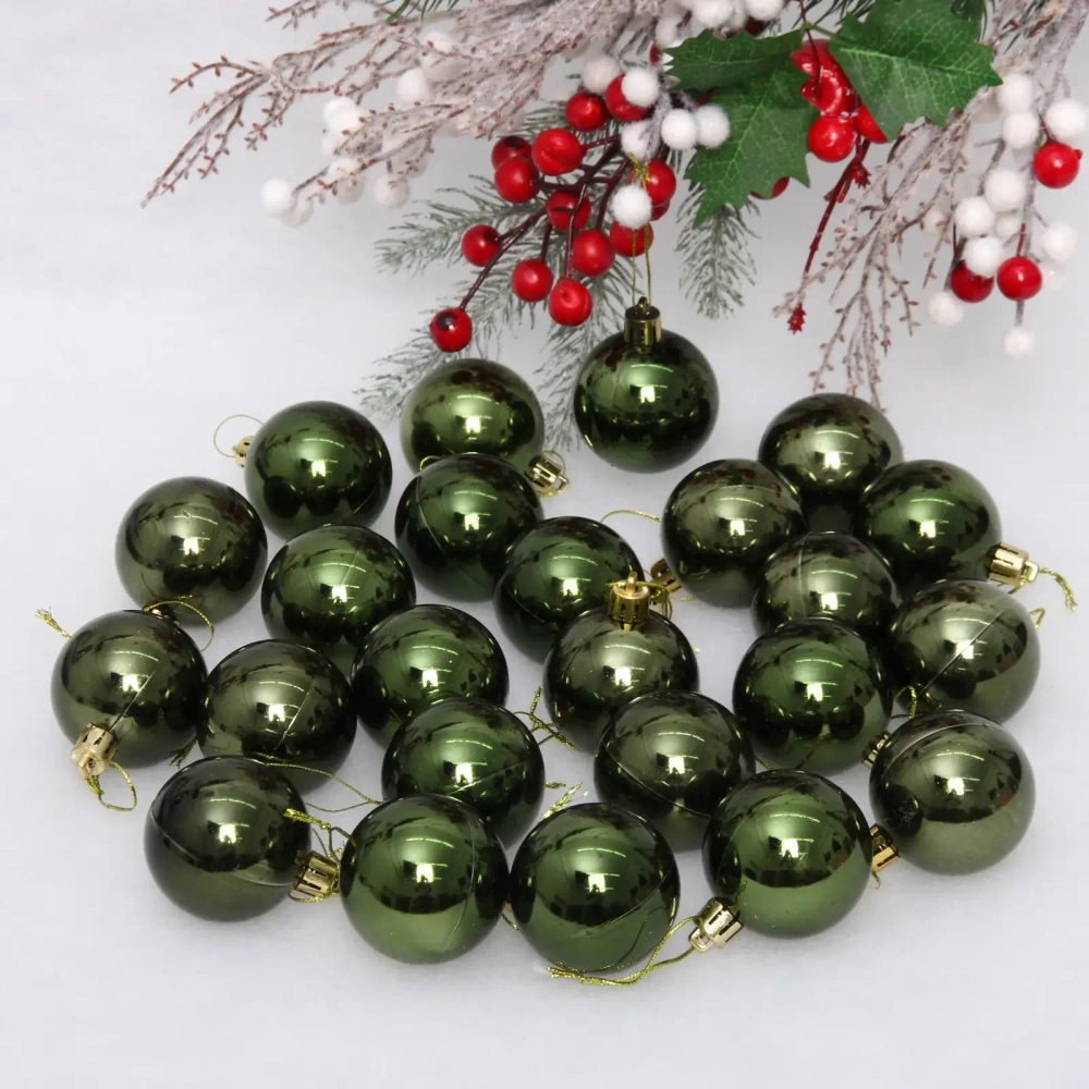 Новогодние шары 5 см (набор 24 шт) «Глянец», изумруд