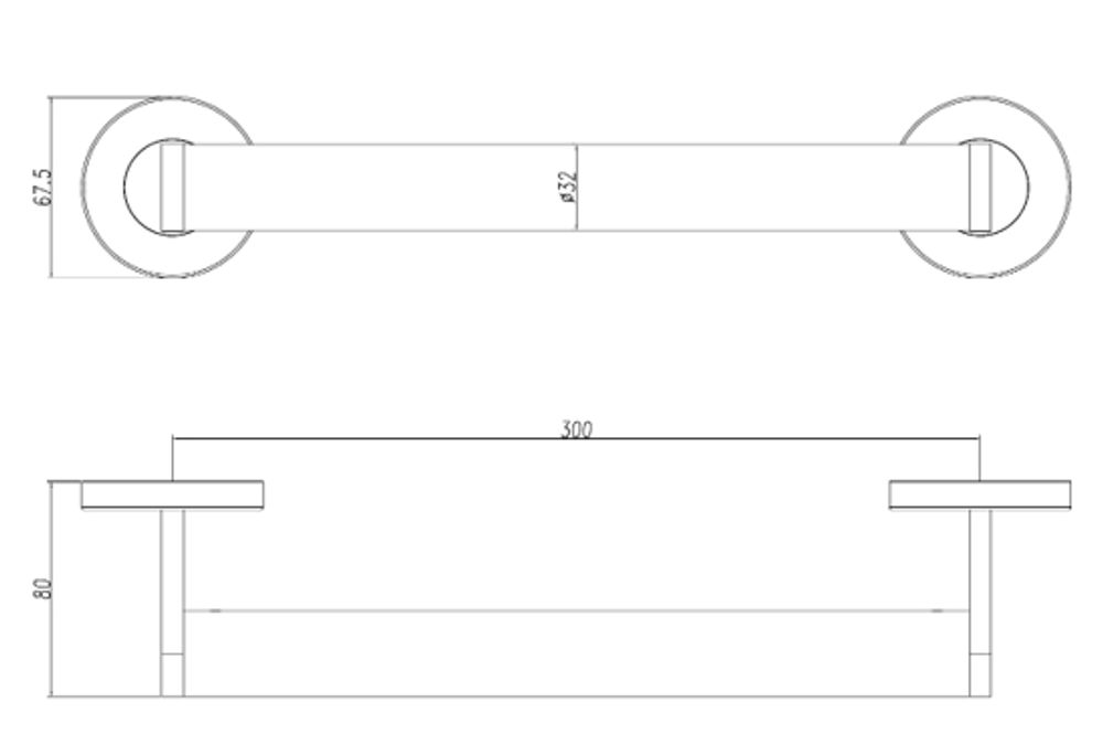Поручень прямой 300 мм нерж. сталь NOFER 15254.30.N чёрный