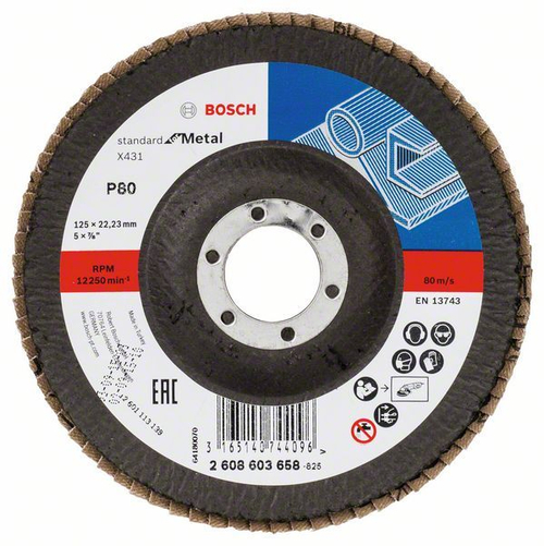 Лепестковый шлифкруг X431, Standard for Metal 125 мм К 80 BOSCH 2608603658