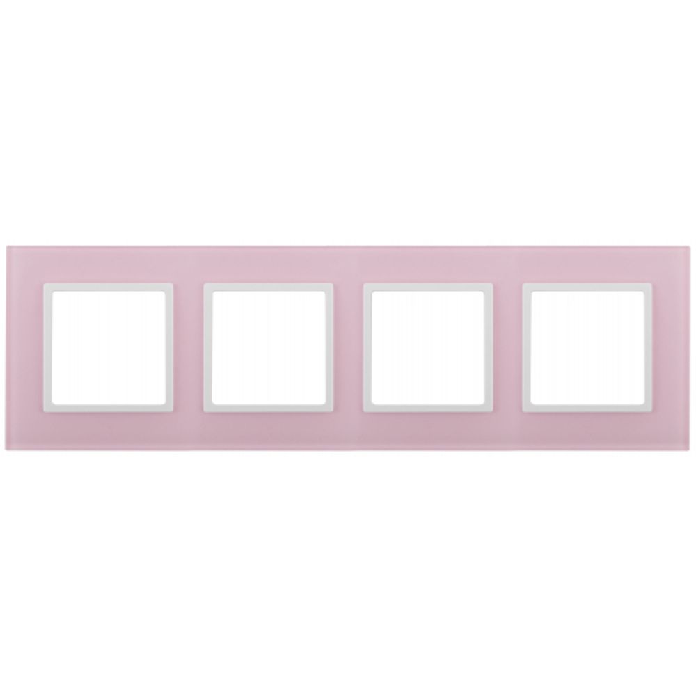 14-5104-30 ЭРА Рамка на 4 поста, стекло, Эра Elegance, розовый+бел