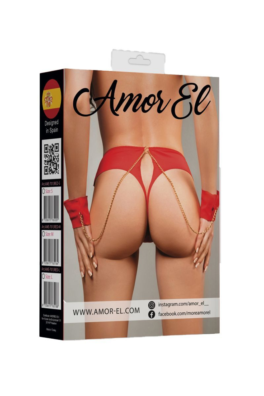 Бесшовные трусики-танга с цепочкой и наручниками (Размер: S) (Цвет: черный)