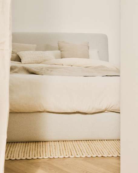 Кровать Martina со съемным чехлом из шенилла цвета экрю 180 x 200