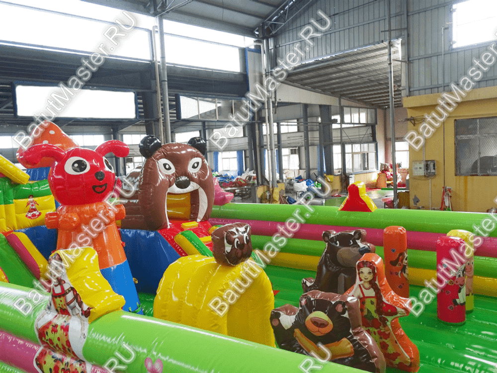 Детский надувной батут-горка "Маша и медведи" 14*13 м
