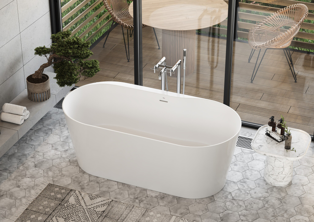 Raina 159х79 ванна из материала Stonex® свободностоящая, белая, 248466000