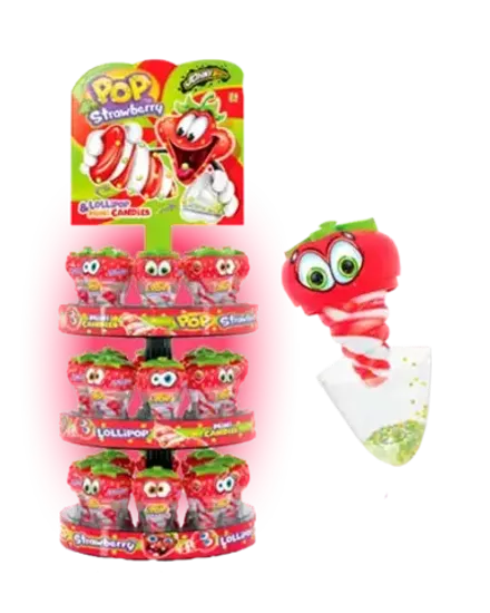 Леденец Johny Bee "Клубничка с драже" 27гр ДИСПЛЕЙ