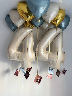 Шары сердца под потолок с фото цифры песочные №3866