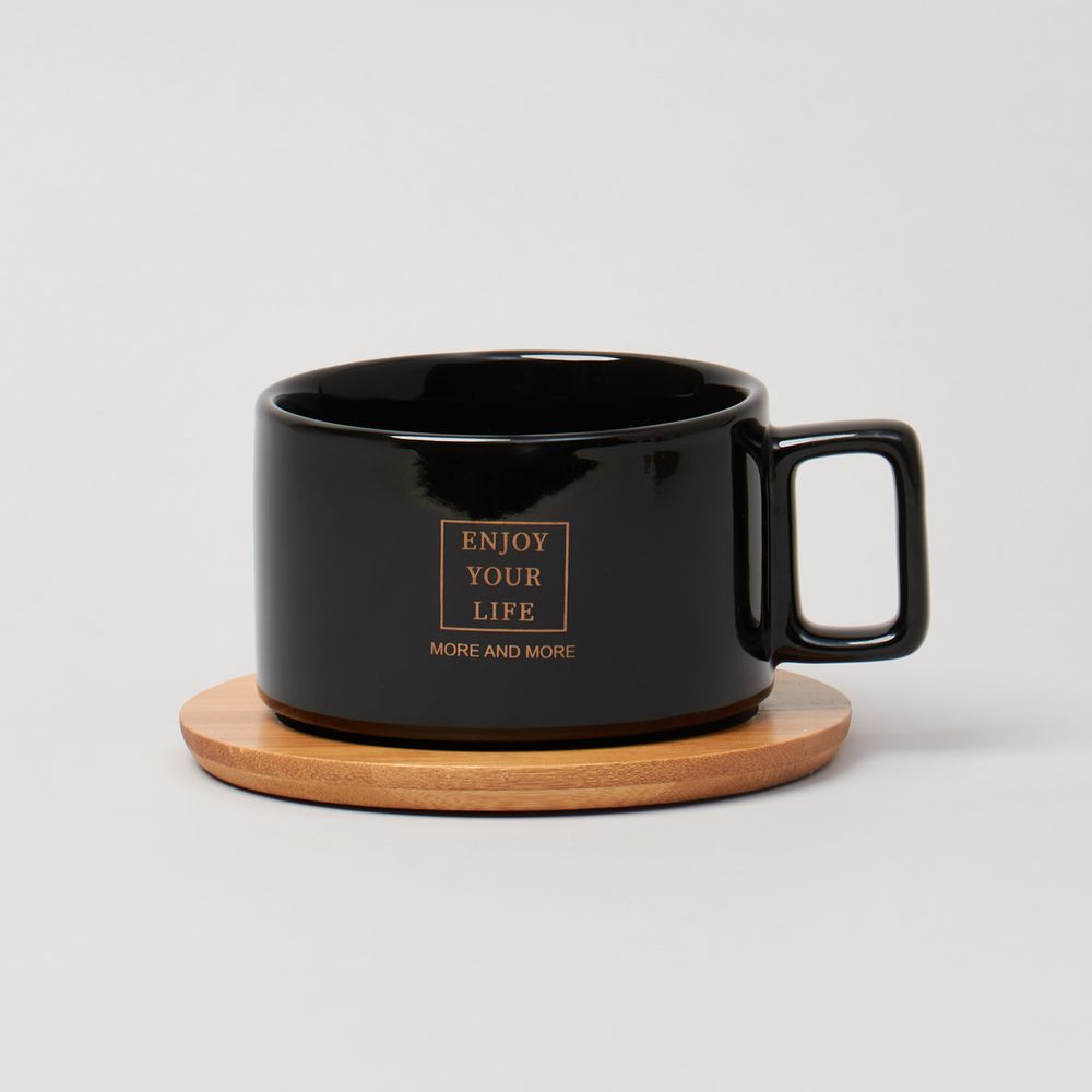 ЧАЙНАЯ ПАРА LEFARD BLACK 300 МЛ С БАМБУКОВЫМ БЛЮДЦЕМ