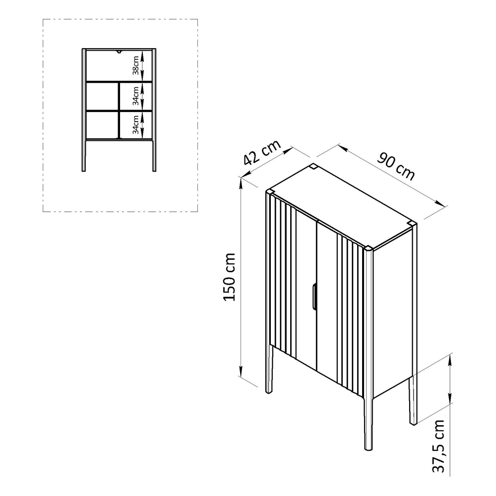 Шкаф распашной двухдверный Розенбург из массива дуба с полками на ножках