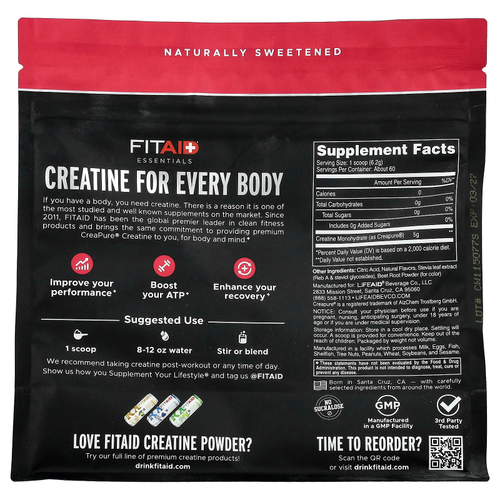 FITAID, Essentials, креатин, арбузный вкус, 372 г (13,1 унции)