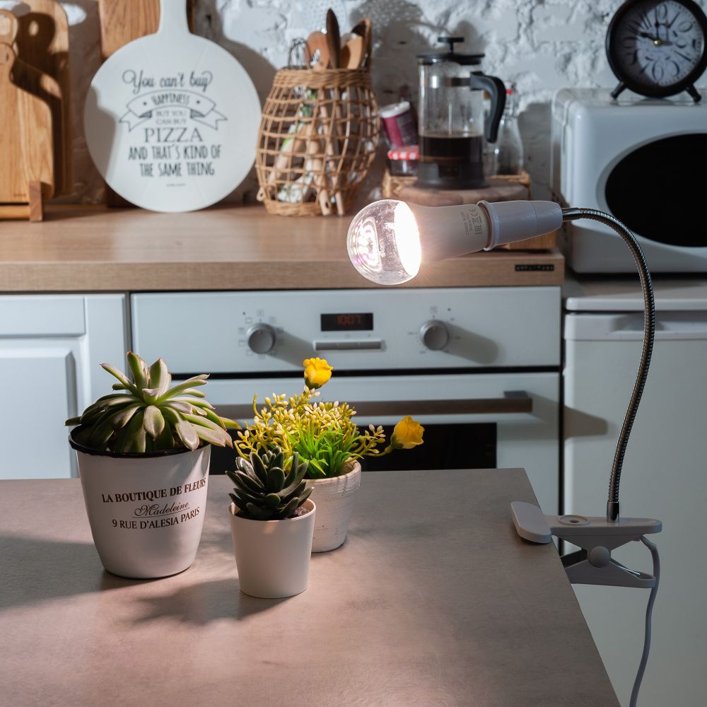 TLI-280 WHITE E27 PLANT Светильник настольный для фитоламп. На прищепке. Цоколь E27. Белый. ТМ ФитоЛето