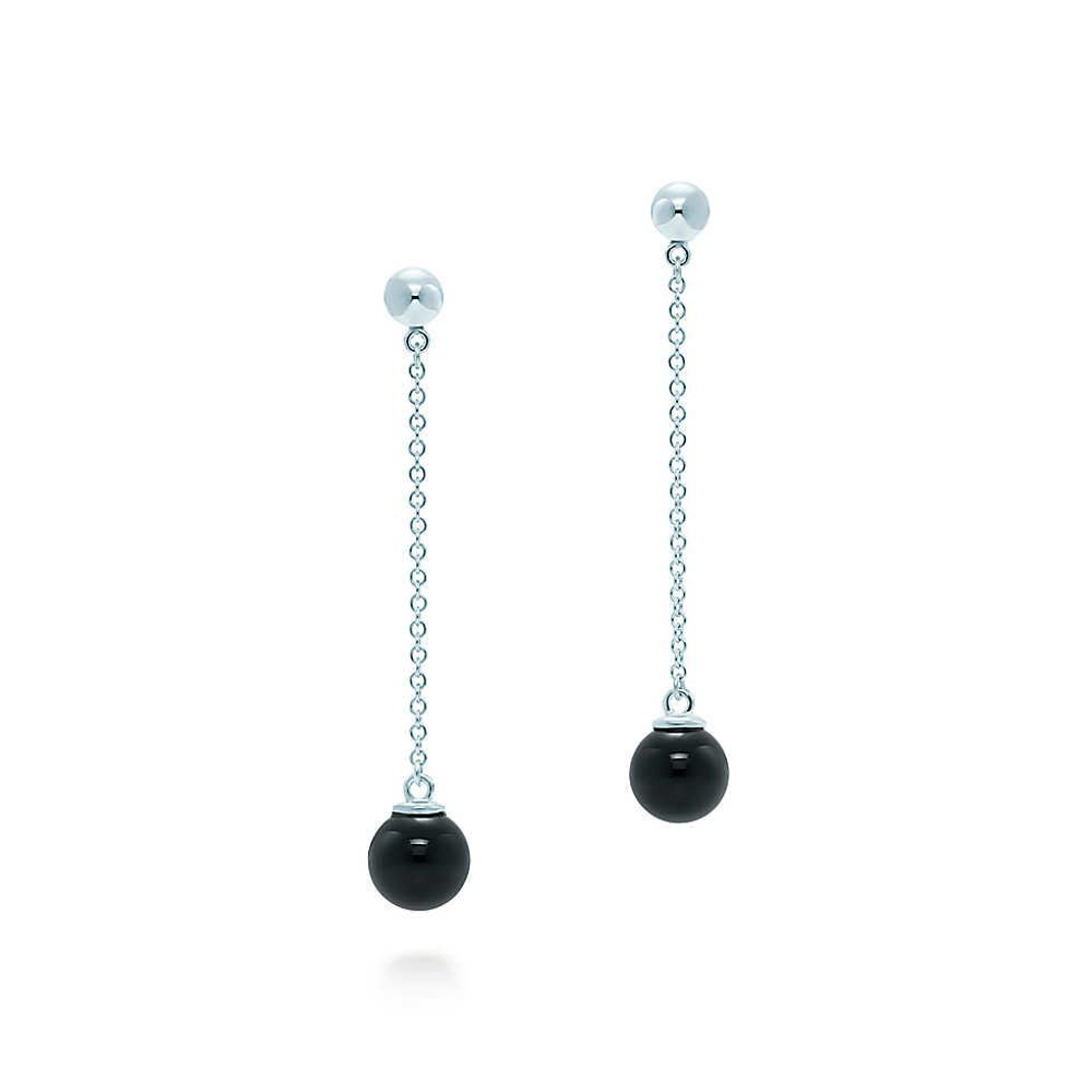 Серьги из серебра и черного оникса, Tiffany 💠ZIGFELD.