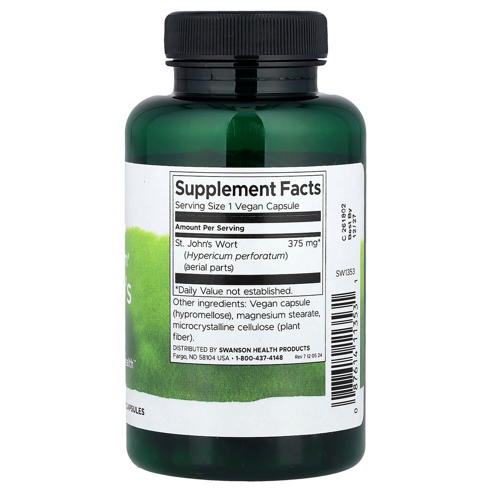 Swanson, Full Spectrum® зверобой, 375 мг, 120 веганских капсул