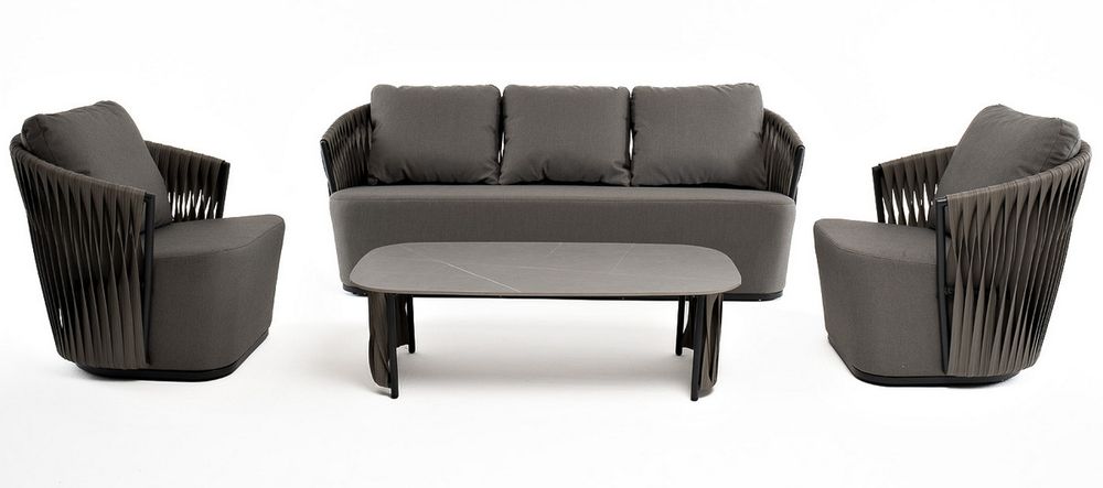 "Флоренция" лаунж-зона из искусственного ротанга, цвет графит