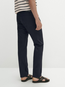 Massimo Dutti Зауженные брюки с отделкой под деним, темно-синий