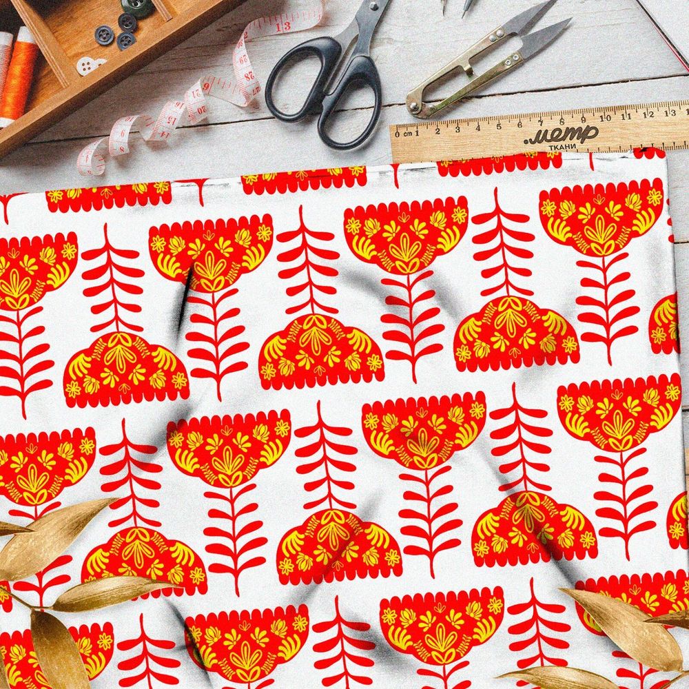 Ткань поплин крупные бутоны