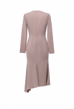 Платье-футляр из крепа с юбкой гаде бежевое 08-03-23 FW