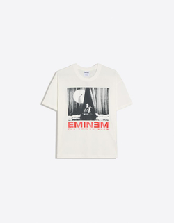 BERSHKA Футболка оверсайз с принтом EMINEM, белый