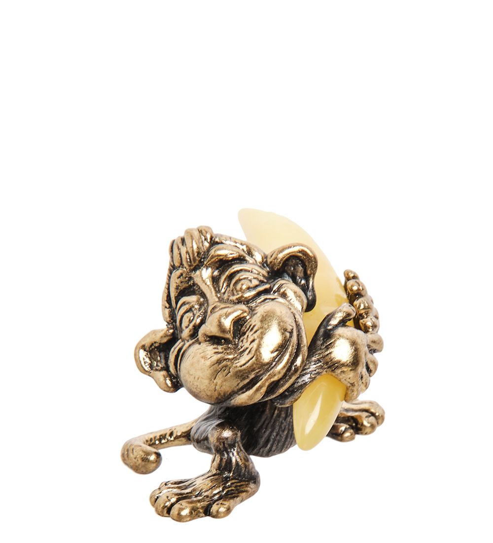 Народные промыслы AM-1143 Фигурка «Обезьяна Манки с бананом» (латунь, янтарь)