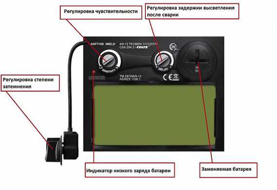 Маска сварщика Tecmen ADF - 715S 9-13 TM15 чёрная