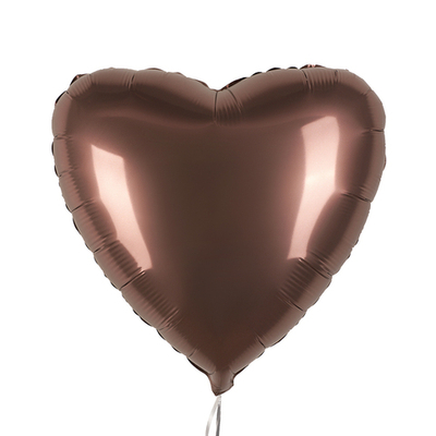 F 18"/46 см, Сердце, Сатин, Шоколад