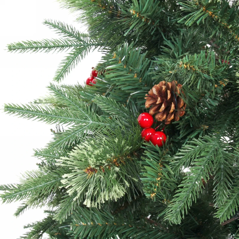Ёлка «Царевна Зима» 150 см, ПВХ+Леска+Резина, шишки и ягоды (345 веток)