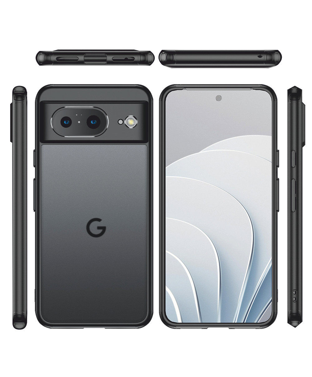 Чехол для Google Pixel 8 черный с прозрачной матовой задней панелью WLONS