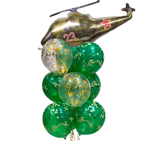 Букет из воздушных шаров "Вертолет (камуфляж)"