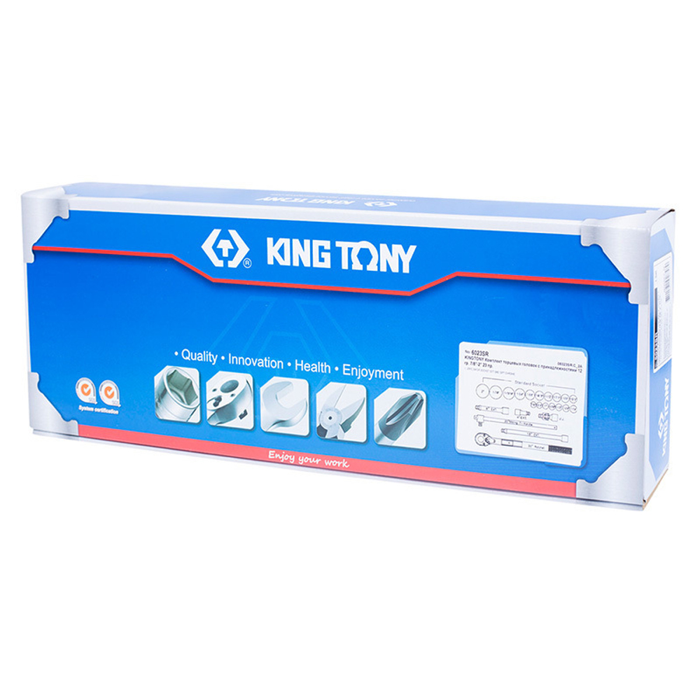 KING TONY (6023SR) Набор торцевых головок с принадлежностями 3/4", 12-гранные, 7/8"-2", 23 предмета