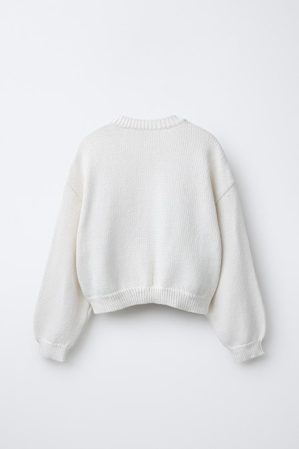 ZARA КАРДИГАН С ОБЪЕМНЫМИ РУКАВАМИ, ЭКРЮ