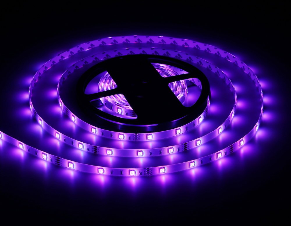 Светодиодная лента RGB GS2301 5050 30Led/ 7.2W m/ 12V IP65 RGB/ 5000*10*2.87mm/ кратность резки 100mm (4 конт.)