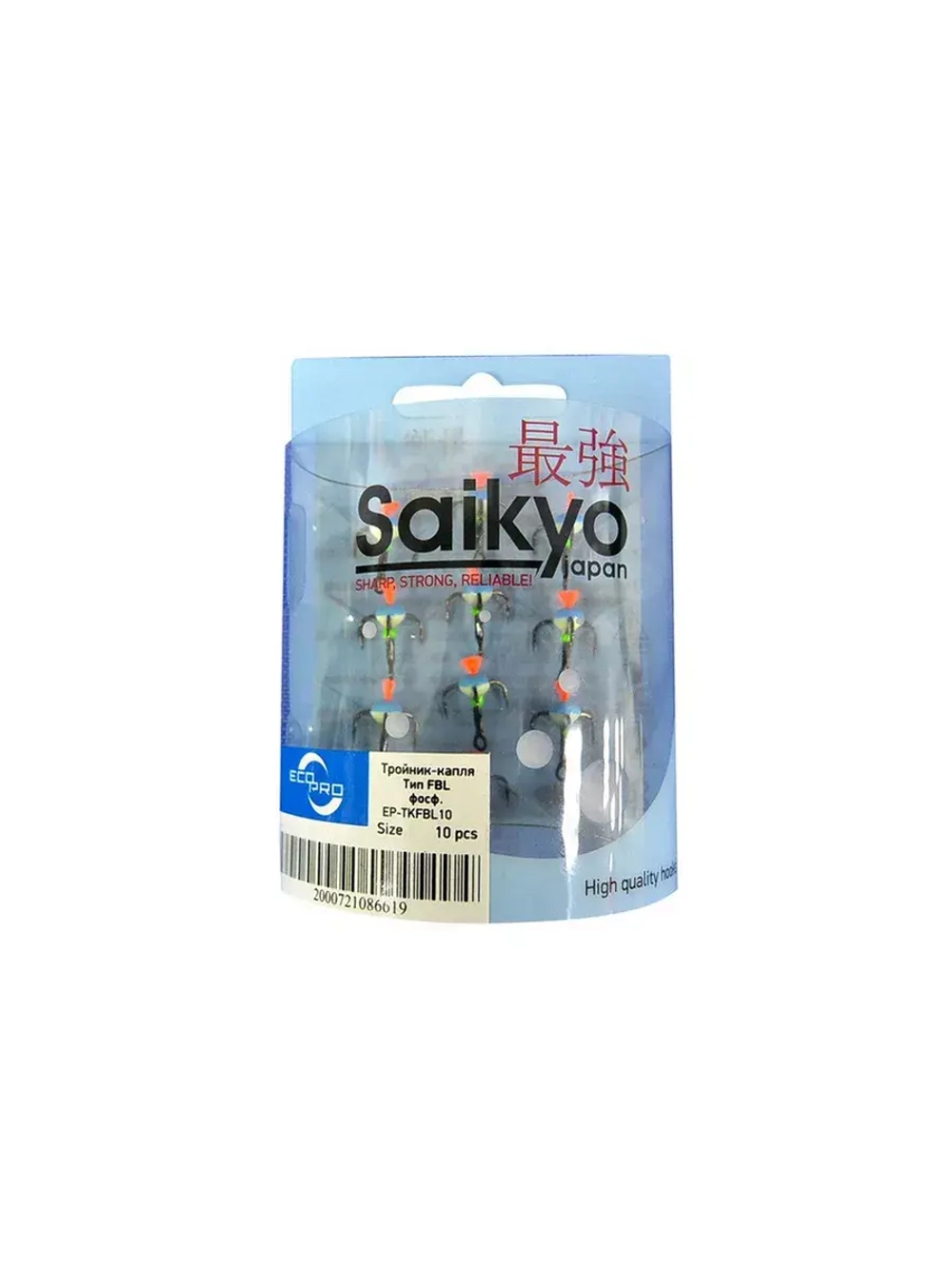 Тройник-капля ECOPRO красный хвост тип FBL №10, фосфорный (упк. 10 шт.)