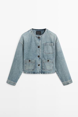 Massimo Dutti Короткая джинсовая куртка, голубой
