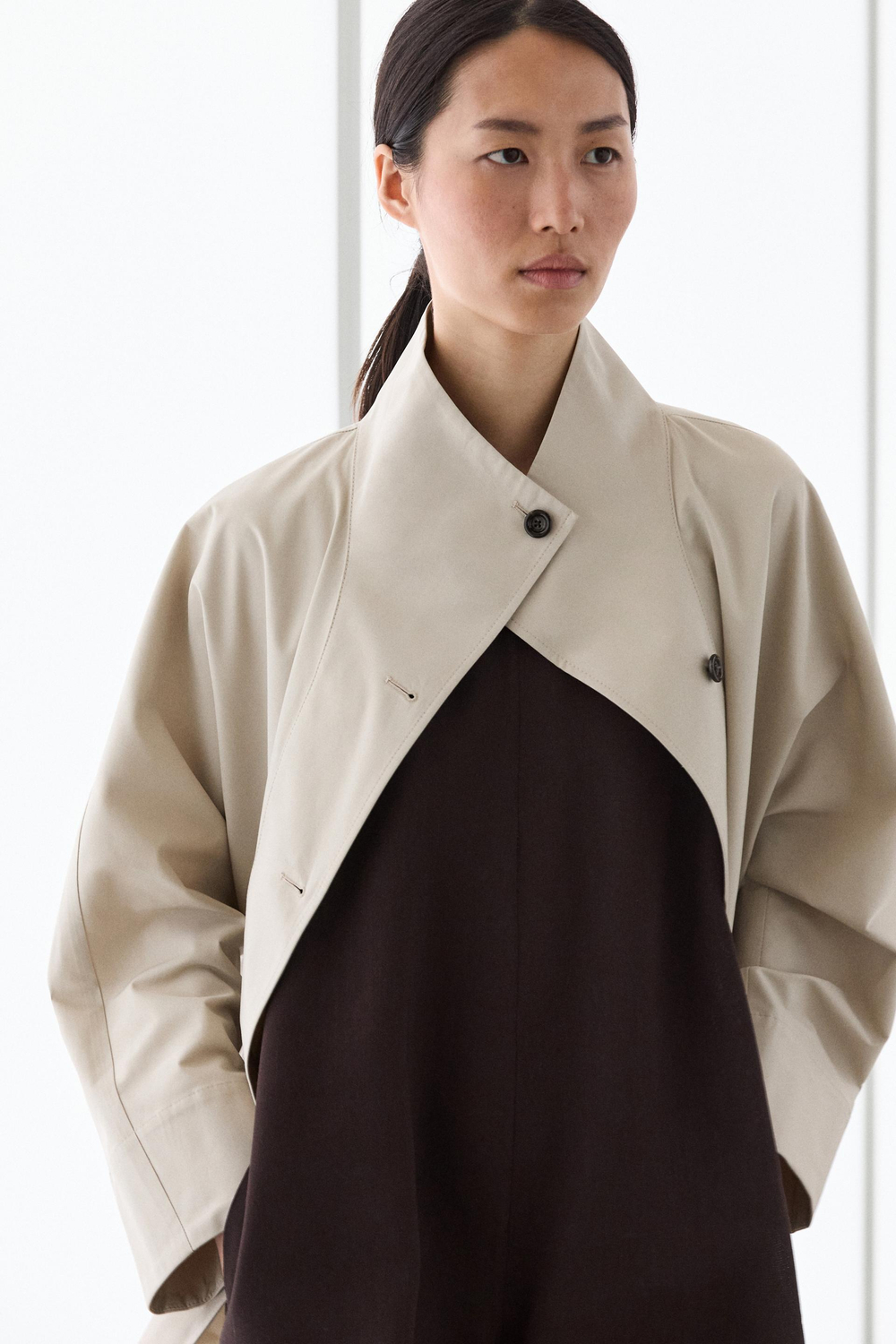 Massimo Dutti Куртка с воротником-стойкой, натуральный/кремовый