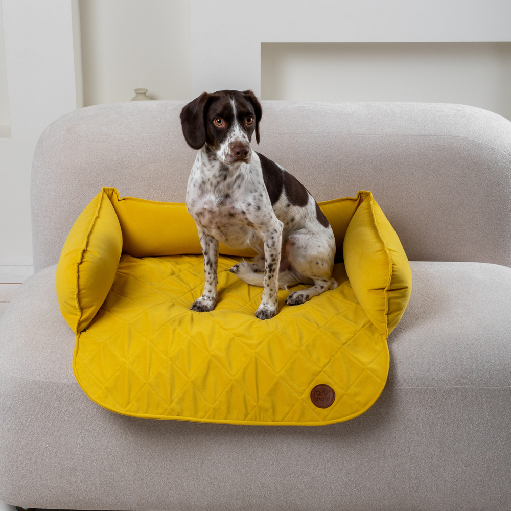 Диванный лежак из микровелюра, желтый 90х60 Rachel WOW