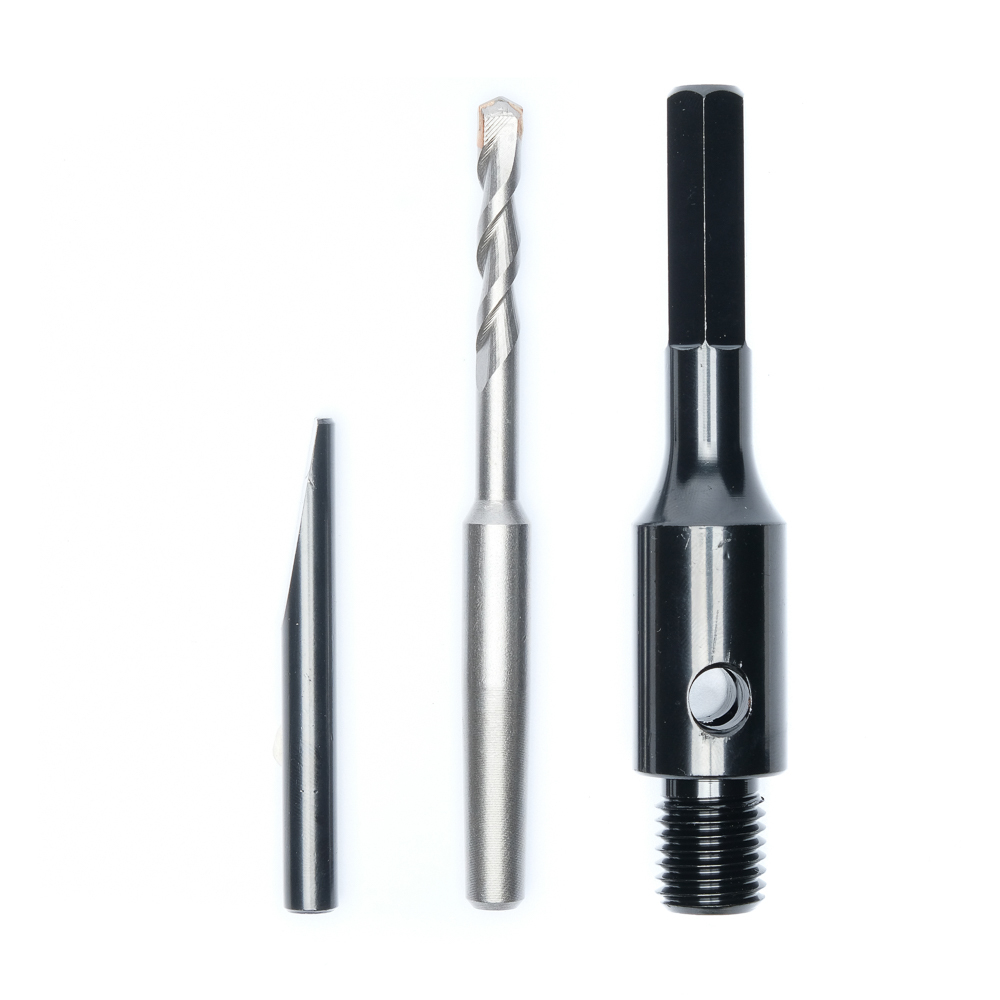 Адаптер (переходник, хвостовик) М16-шестигранник (под быстрозажимной патрон) для алмазных коронок по бетону и кирпичу в комплекте со сверлом 120 мм для дрели