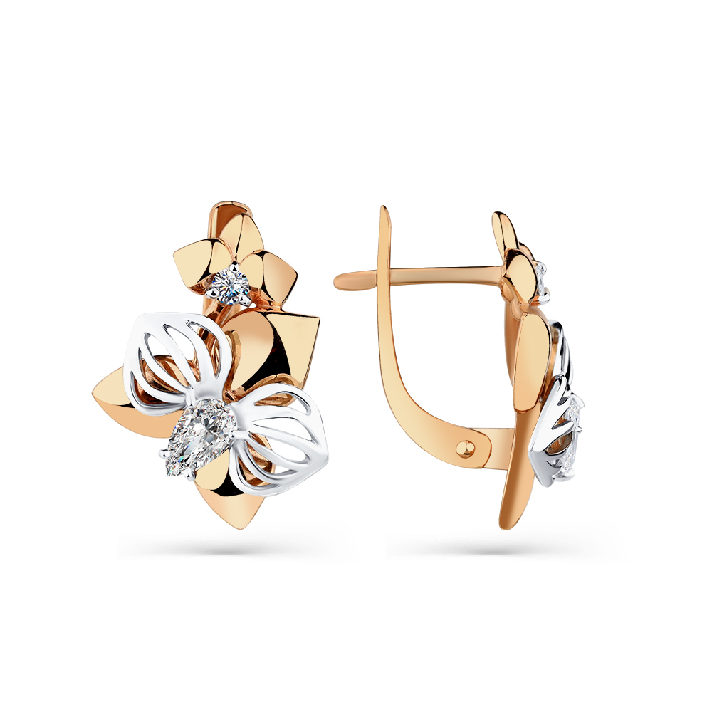 Серьги из золота 585 пробы с Фианит