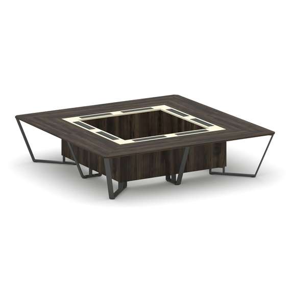 Steel Meet Стол переговорный квадратный KMK-PR.B.SP-16K Дуб Мали/Ваниль Глянец/Металл Антрацит 3200*