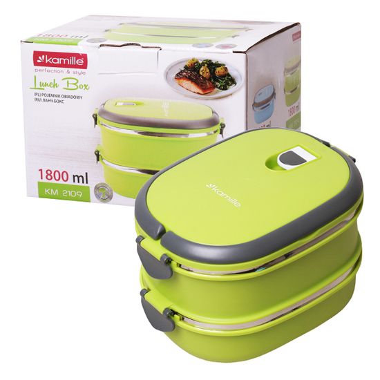 Ланч бокс двойной 1800 мл. Kamille КМ 2109 пластик, нержавеющая сталь
