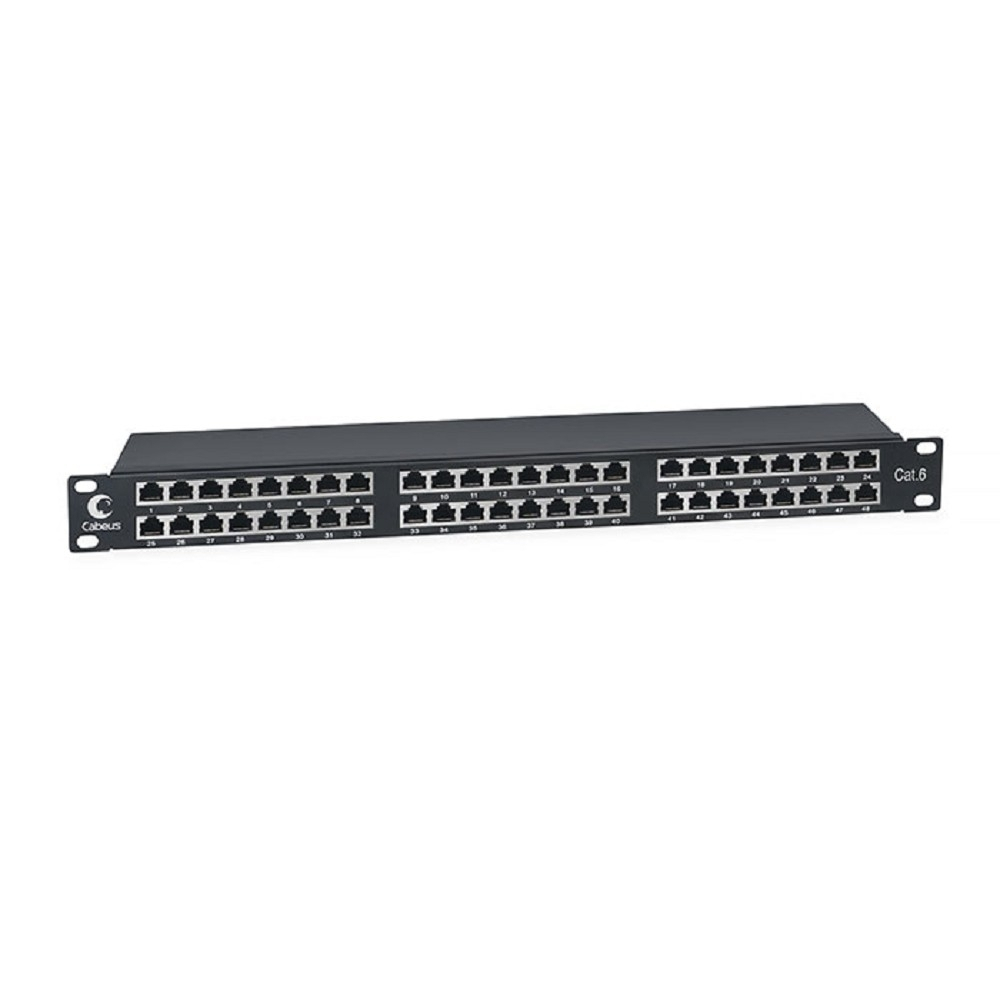 Патч-панель CABEUS PLHD-48-CAT.6-SH-DUAL IDC-1U ПАТЧ-ПАНЕЛЬ ВЫСОКОЙ ПЛОТНОСТИ 19", 1U, 48 ПОРТОВ RJ-45, КАТЕГОРИЯ 6, ПОЛНОСТЬЮ ЭКРАНИРОВАННАЯ, DUAL IDC