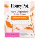 The Honey Pot Company, впитывающие тампоны из 100% органического хлопка, обычные, 18 шт.