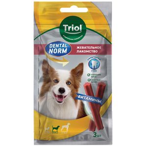 Лакомство Triol DENTAL NORM для собак средних пород "Палочки жевательные с витаминами", 75г