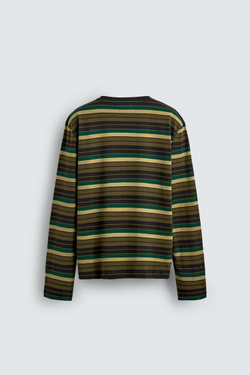 ZARA ЖАККАРДОВАЯ ФУТБОЛКА В ПОЛОСКУ, ХАКИ