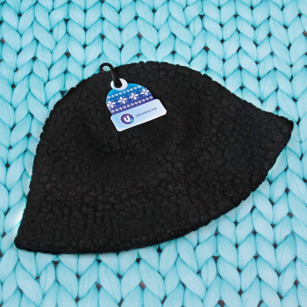 Панама женская из овечьей шерсти с кулиской «Molen Rusche», микс 2 цвета (бел, черн.), р. 58 (лейбл ультрамарин, подвес)