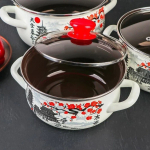 Набор эмалированной посуды 6 пр, кастрюли 1.5,2,3 л, Керчь, В-ка сак1/В-ка сакЭкстра, в асс