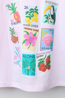 ZARA ФУТБОЛКА С ПРИНТОМ И БАНТАМИ, РОЗОВЫЙ