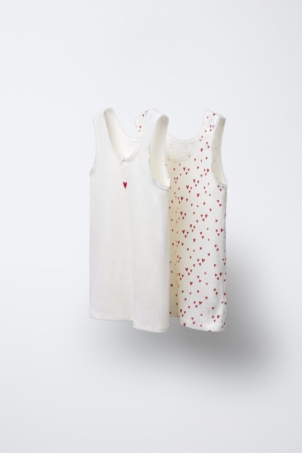 ZARA /НАБОР ИЗ 2 ТОПОВ С ПРИНТОМ «СЕРДЦА», ЭКРЮ