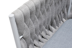 "Монако" стул плетеный из роупа, каркас алюминий светло-серый (RAL7035) муар, роуп светло-серый 40 мм, ткань светло-серая