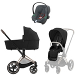Коляска Cybex Priam IV Rosegold complete Aton B2 Steel Grey Base One 4 в 1 Sepia Black