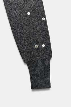 ZARA УКОРОЧЕННЫЙ ТОП ИЗ МЯГКОЙ ТКАНИ С ПУГОВИЦАМИ, АНТРАЦИТОВО-СЕРЫЙ