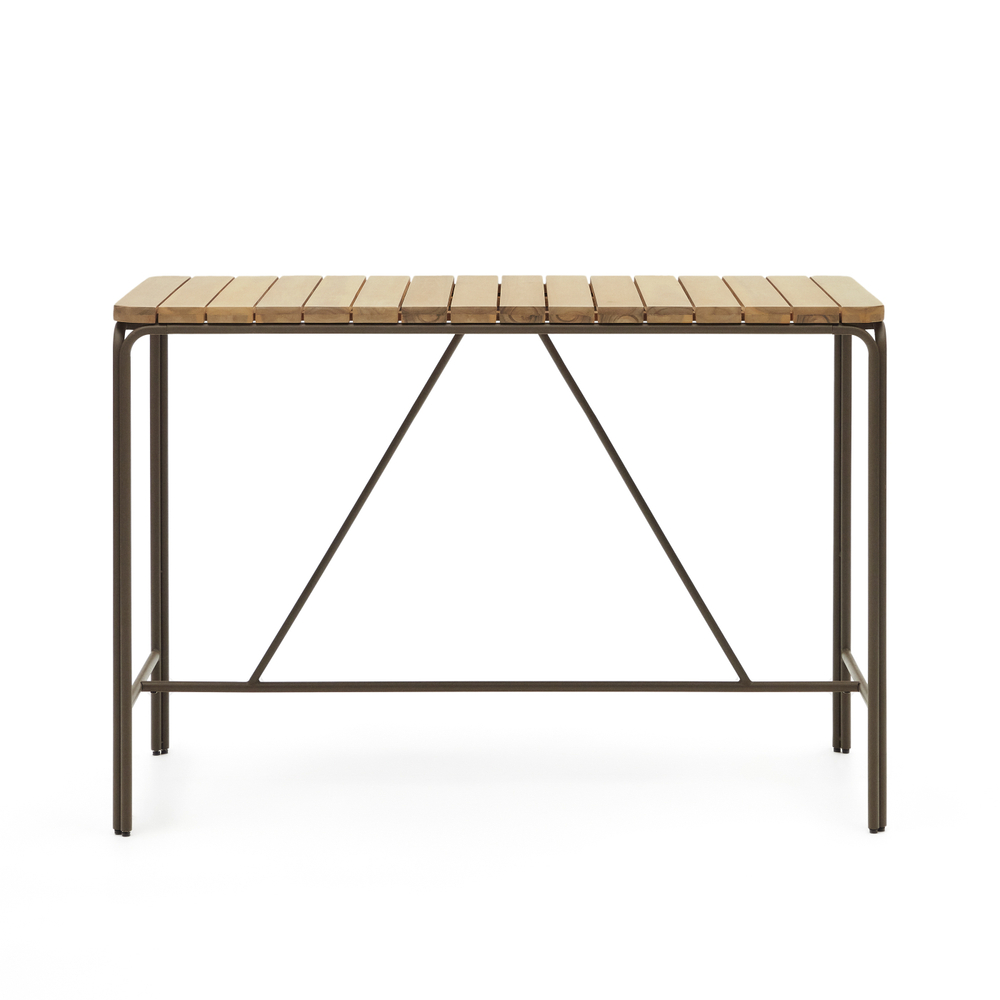 Salguer Барный стол из массива акации и коричневой стали Ø 140 x 70 см